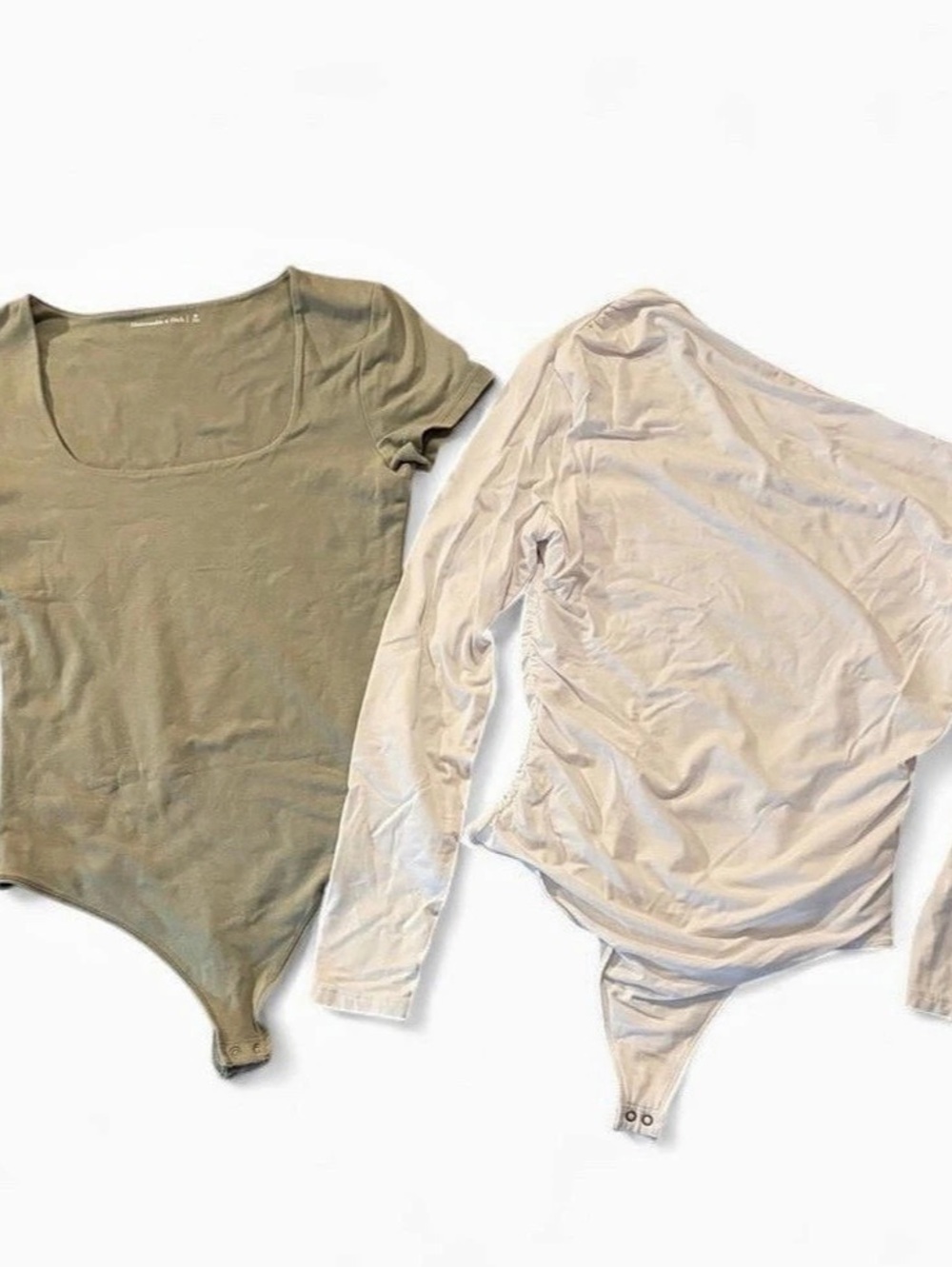 Two Abercrombie & Fitch Sz. M bodysuits- White and Sage Green